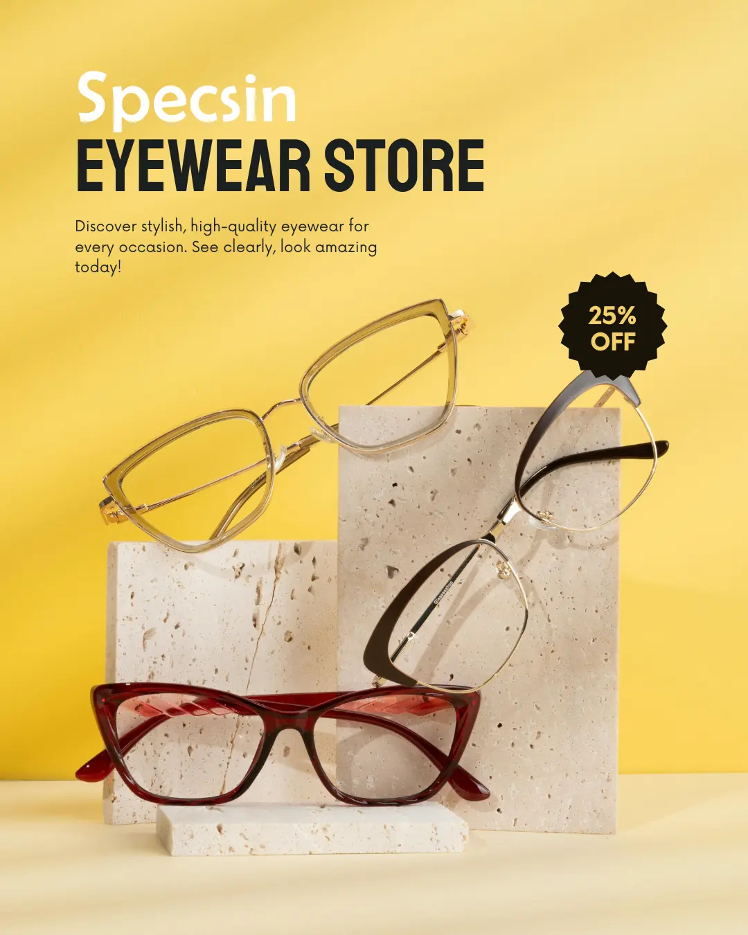 Yellow and Black Simple Eyewear Store Sale Promotion Instagram Post (1)