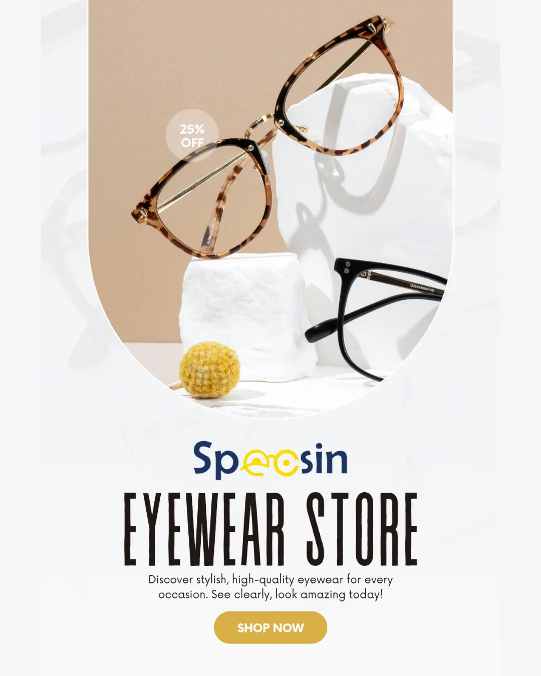 Yellow and Black Simple Eyewear Store Sale Promotion Instagram Post