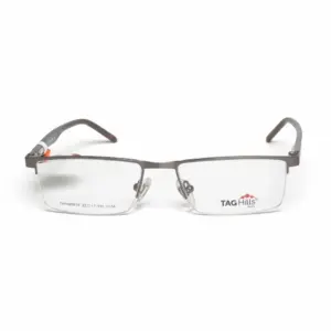 TAG Hills Premium Half-Rim Rectangular Eyeglasses – Gunmetal Grey & Slate Blue (Model THHN0819)