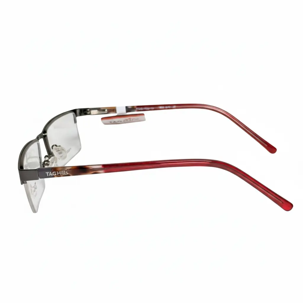 Tag Hills Superior Half-Rim Rectangular Frames – Gunmetal with Red Tortoise Temples (THS202) - Image 4