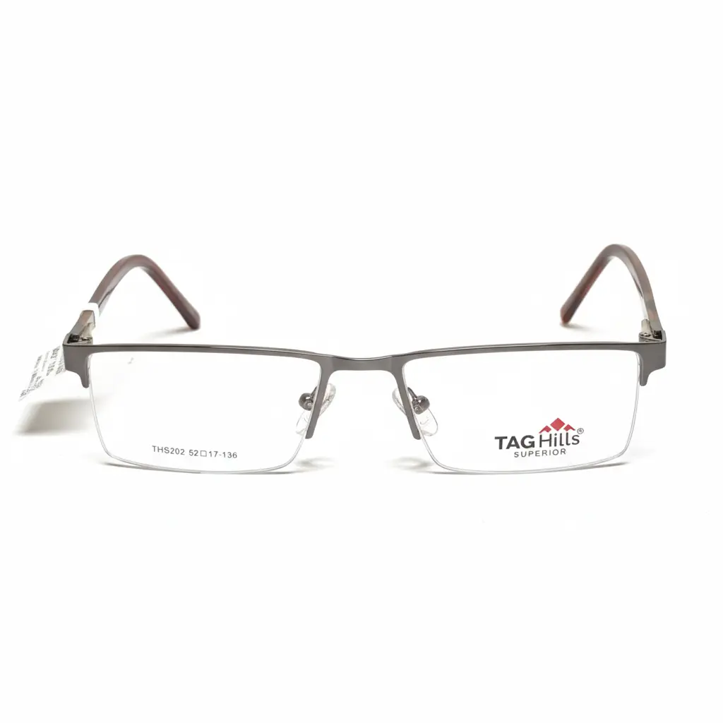Tag Hills Superior Half-Rim Rectangular Frames – Gunmetal with Red Tortoise Temples (THS202) - Image 2