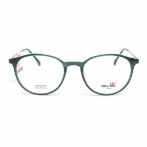 TAG Hills Modern Round Eyeglasses – Translucent Emerald Green & Silver (Model THGN0709)