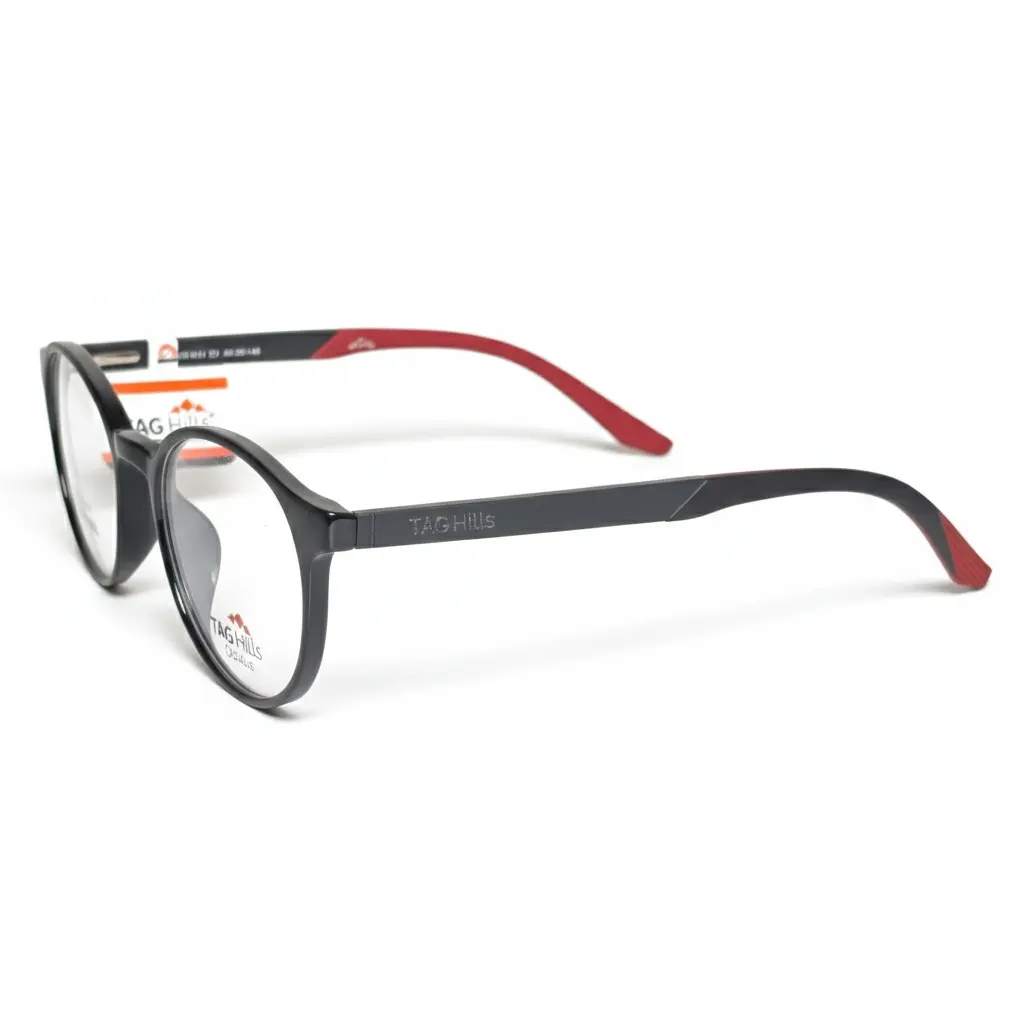 TAG Hills Oculus Flexible TR90 Round Eyeglasses – Black & Sport Red (Model THOS1511) - Image 4