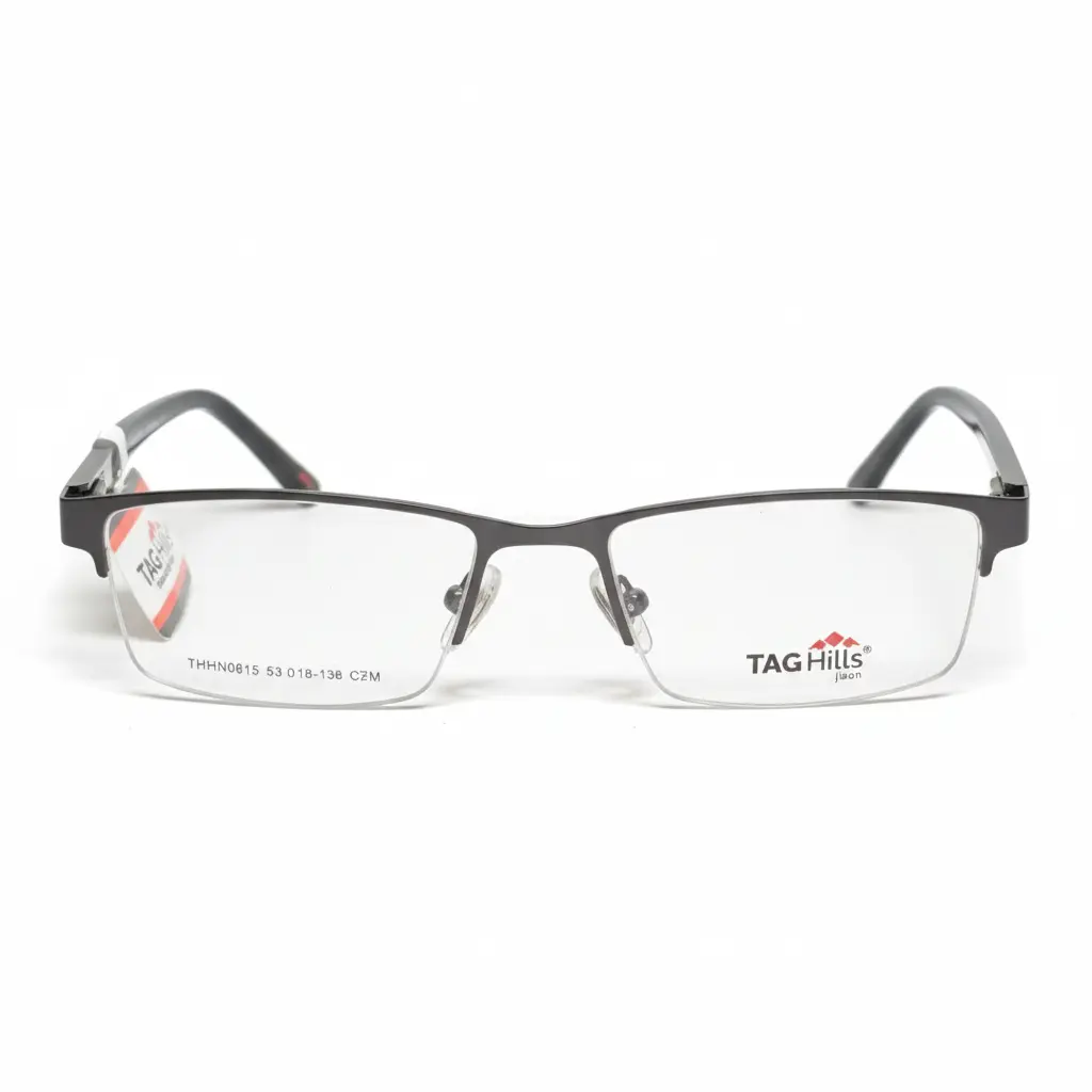 TAG Hills Professional Black Half-Rim Rectangular Eyeglasses (Model THHN0815)
