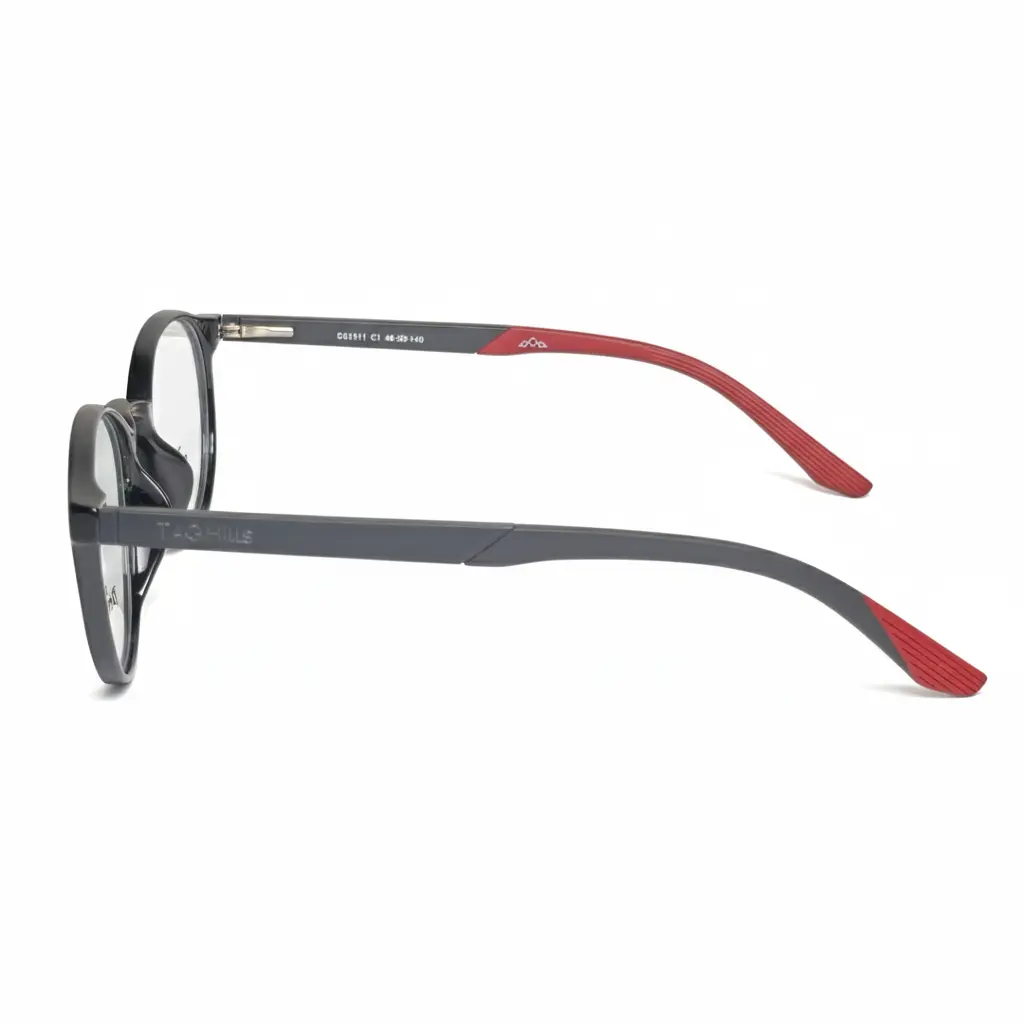 TAG Hills Oculus Flexible TR90 Round Eyeglasses – Black & Sport Red (Model THOS1511) - Image 3
