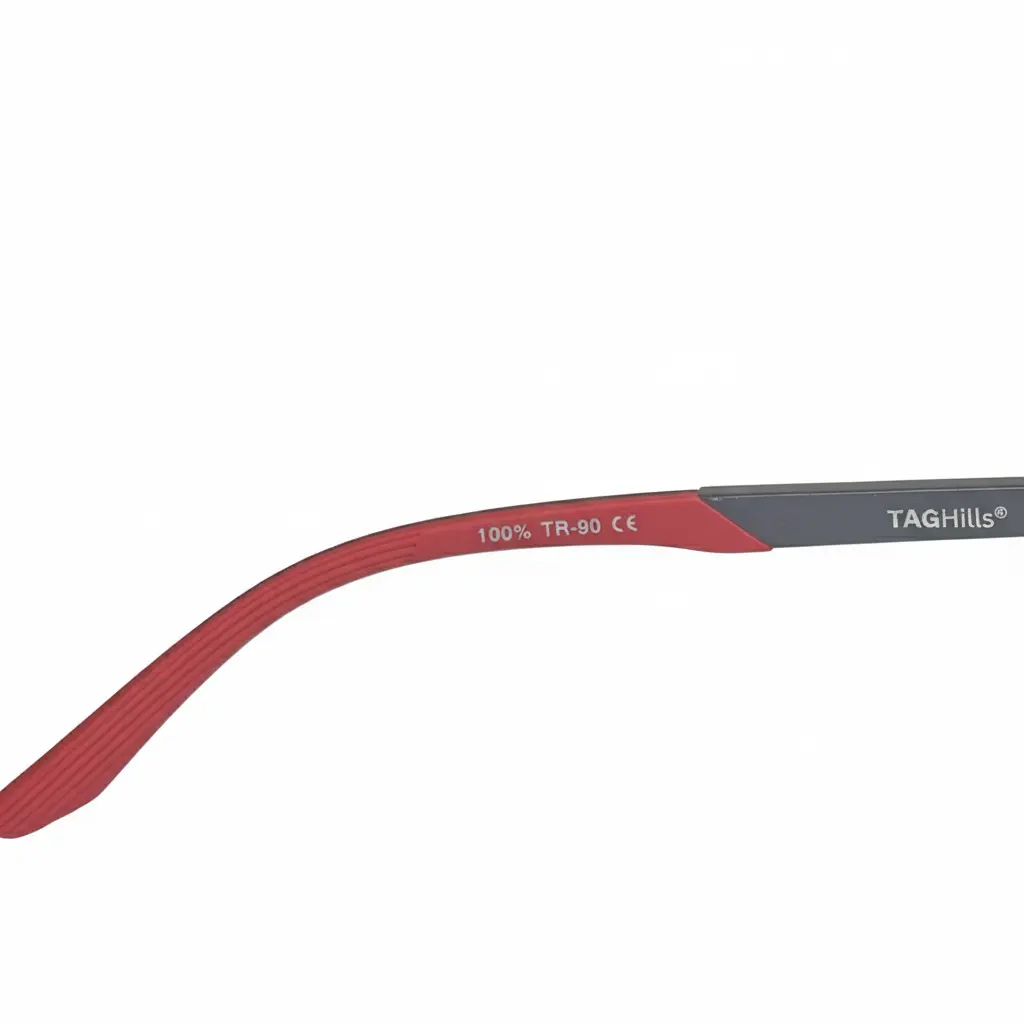 TAG Hills Oculus Flexible TR90 Round Eyeglasses – Black & Sport Red (Model THOS1511) - Image 2